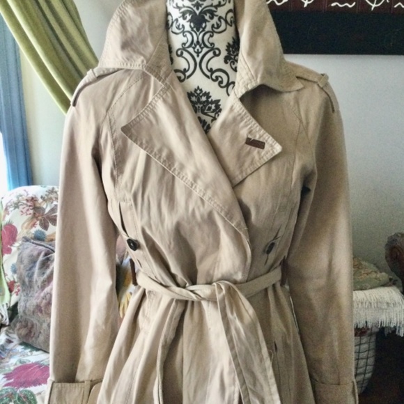 Zara Trench Coat Tan with suede accents size Small - Picture 5 of 16